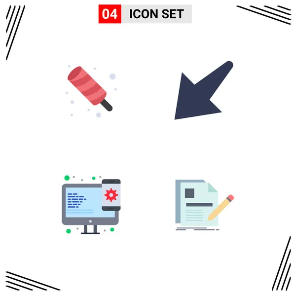 Pictogram Set Simple Flat Icons Summer Web Meal Left Document — Stock Vector