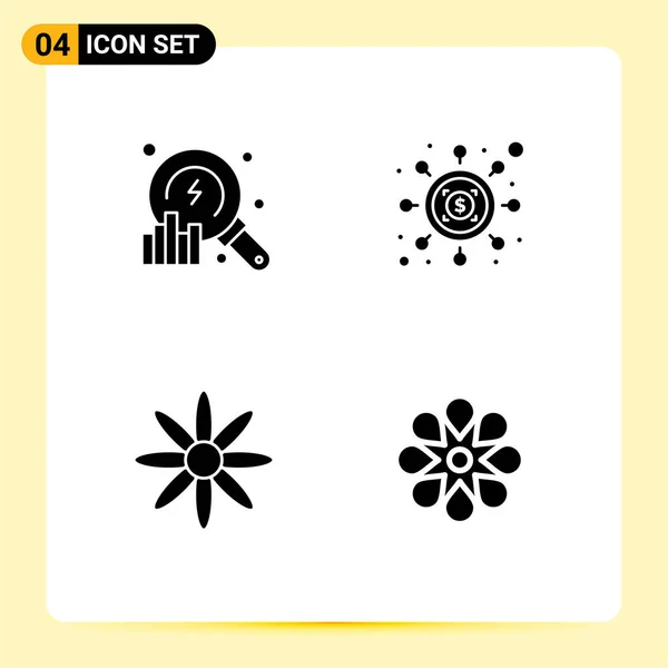 Modern Set Solid Glyphs Pictograph Analysis Decoration Search Money Decoration — стоковый вектор