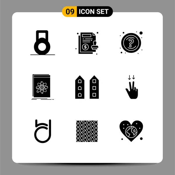 Creative Icons Modern Signs Sysymbols Shops House Support Buildings Platform — Vector de stock