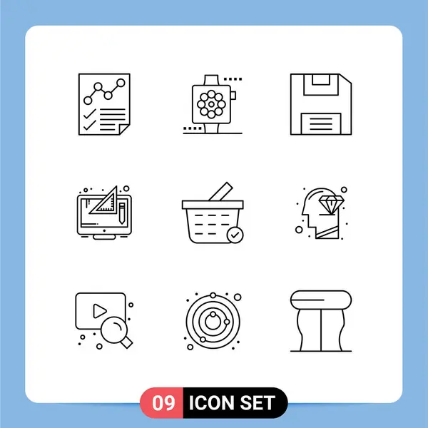 Thematic Vector Outlines Editable Symbols Buy Graphic Watch Digital Creative — 스톡 벡터