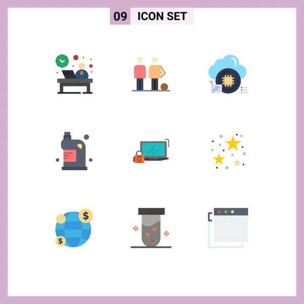 Universal Icon Symbols Group Modern Flat Colors Fluid Cleaning Friends — Stockvektor