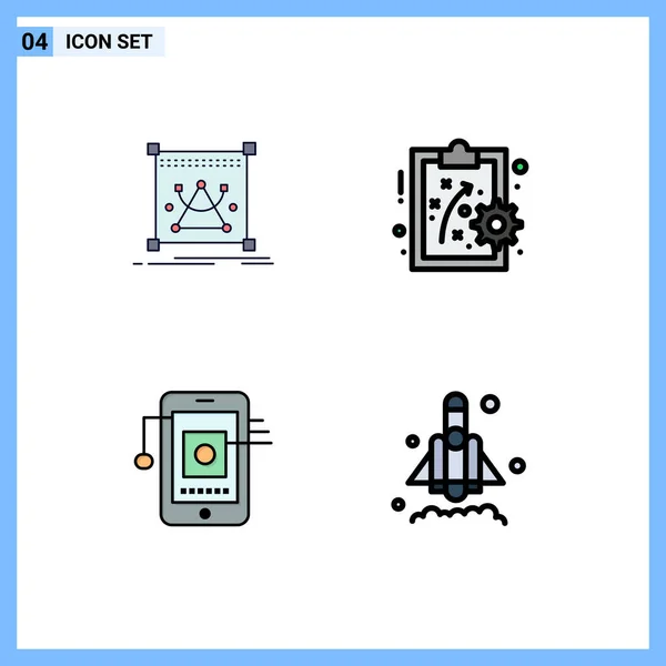 Set Modern Icons Symbols Signs Edit Hardware Resize Workforce Launch — Stock Vector
