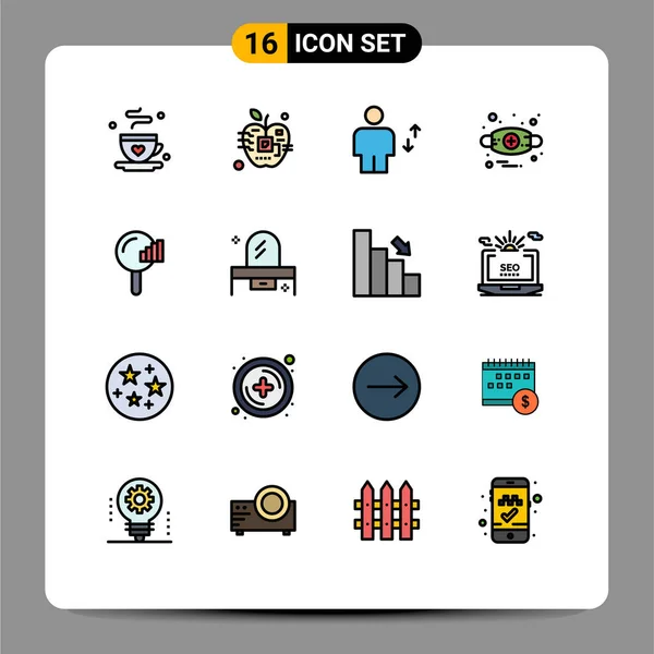 2014 Mobile Interface Flat Color Filled Line Set Pictograms Masg — 스톡 벡터