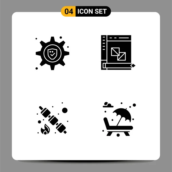 Universal Icon Symbols Group Modern Solid Glyphs Lock Picnic Coding — Διανυσματικό Αρχείο