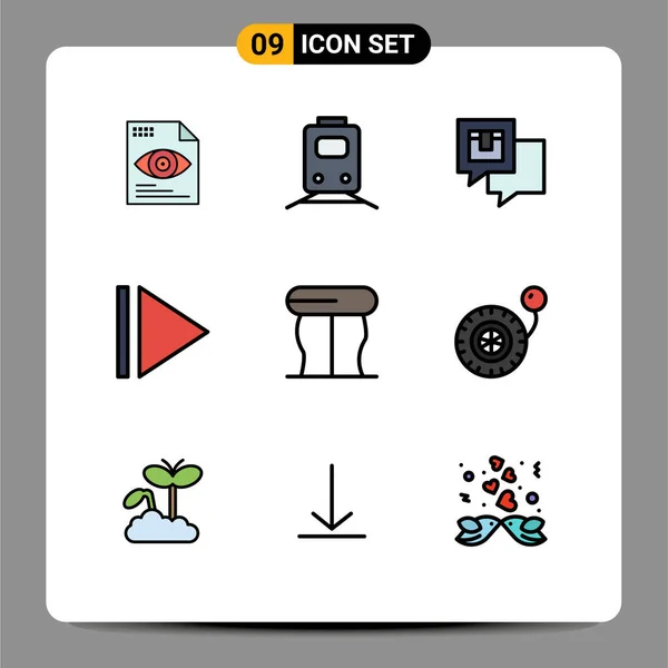 Pictogram Set Van Eenvoudige Filedline Platte Kleuren Van Tafel Meubels — Stockvector