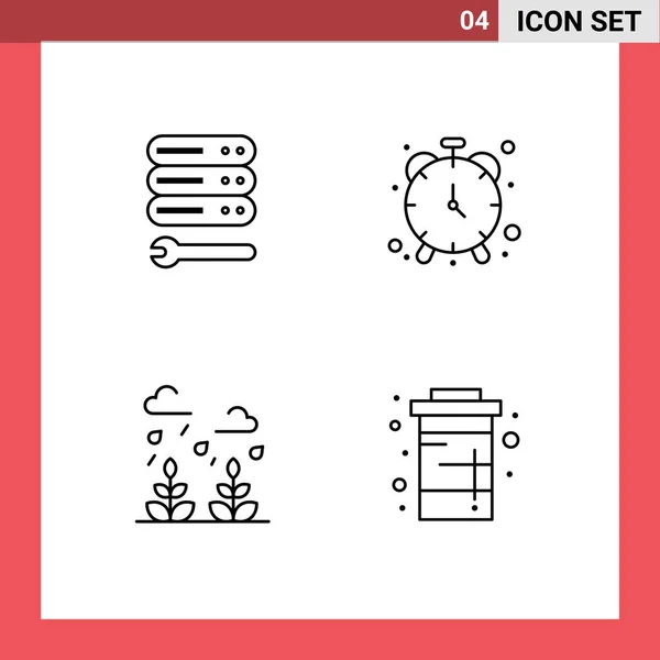 Set Modern Icons Symbols Signs Server Growth Web Timekeeper Life — Stock Vector