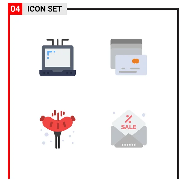 Icônes Créatives Signes Modernes Symboles Ordinateur Portable Escompte Argent Porc — Image vectorielle