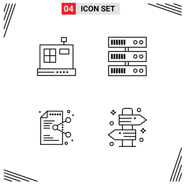 Pictogramme Ensemble Couleurs Plates Filledline Simples Cashbox Application Sauvegarde Partage — Image vectorielle