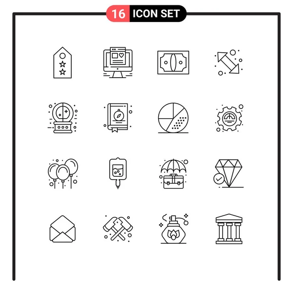 Vector Stock Icon Pack Líneas Señales Símbolos Para Bola Cristal — Vector de stock