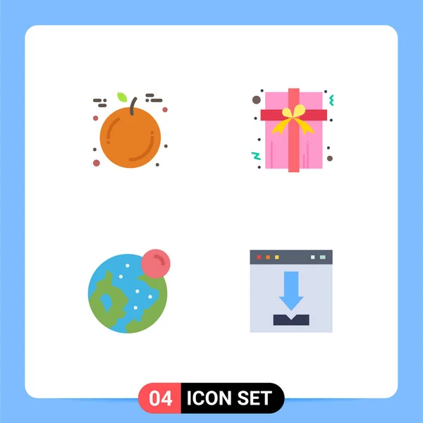 Flat Icon Concepto Para Websites Mobile Aplicaciones Frutas Luna Caja — Vector de stock