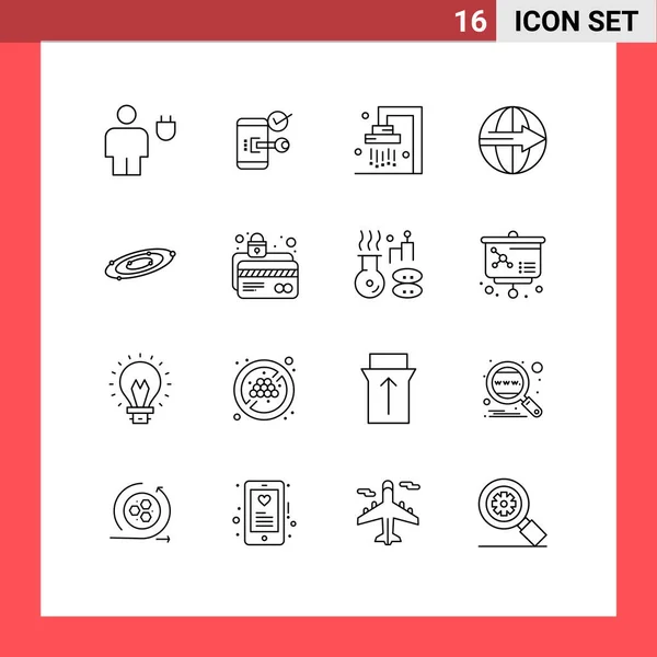 Mobile Interface Outline Set Pictograms Export Cargo Open Shower Bathroom — Archivo Imágenes Vectoriales