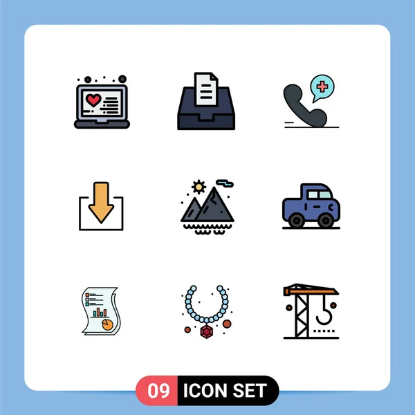 User Interface Filledline Flat Color Pack Modern Signs Symbols Car — Stockový vektor