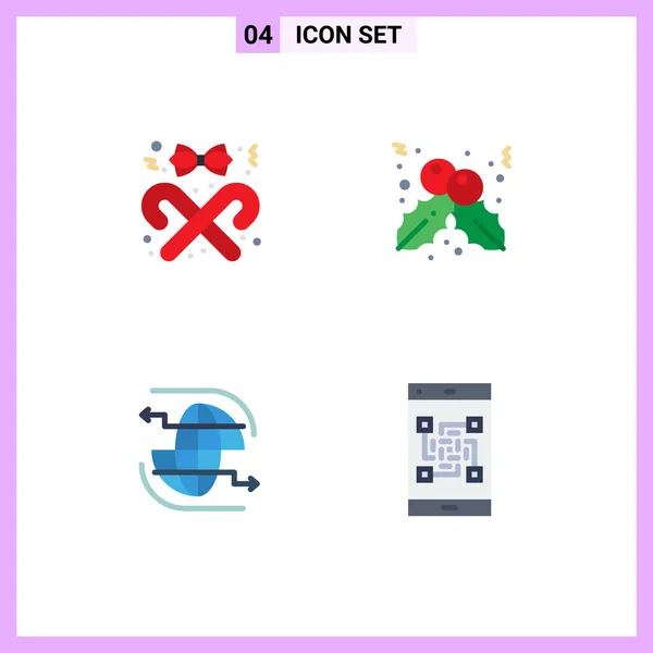 Creative Icons Modern Signs Sysymbols Ribbon Globe Christmas Christmas Communication — Vector de stock