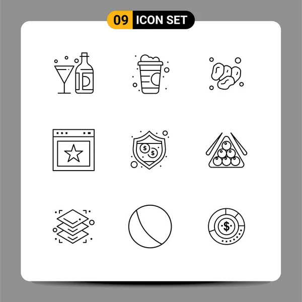 Stock Vector Icon Pack Line Signs Symbols Protection Favorite Dates — Stockový vektor