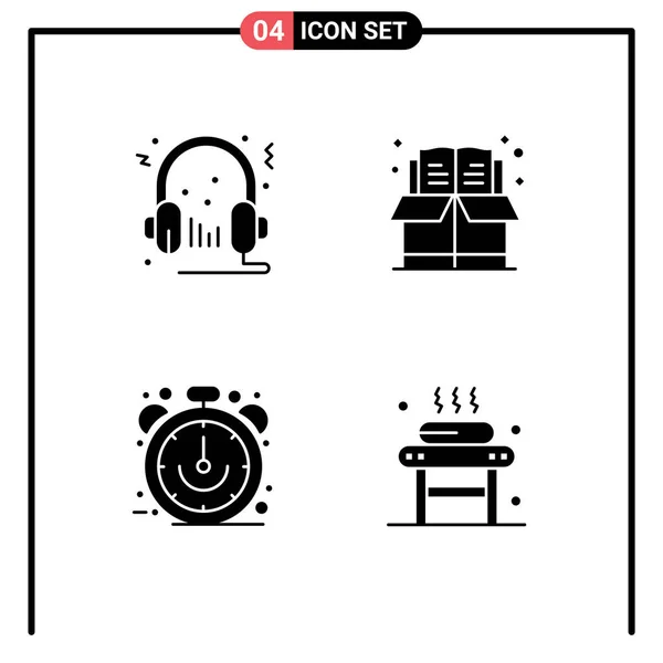 Ensemble Symboles Icônes Interface Utilisateur Modernes Signes Pour Casque Horloge — Image vectorielle