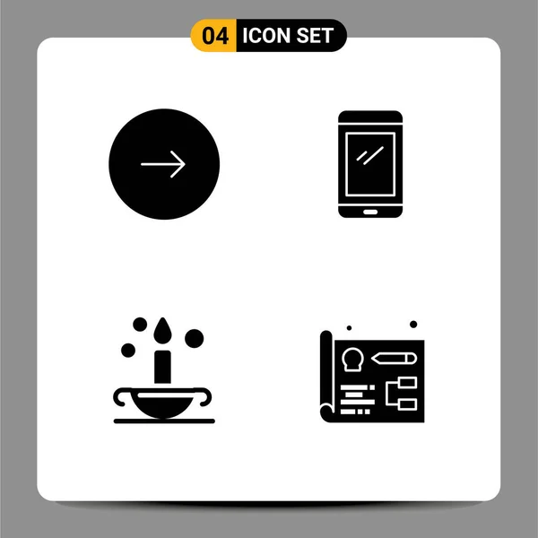 Modern Set Solid Glyphs Symbols Control Iphone Music Smart Phone - Stok Vektor