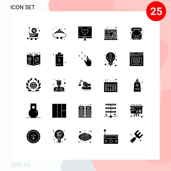 Modern Set Solid Glyphs Symbols Web Design Luxury Coding Love — Stock Vector