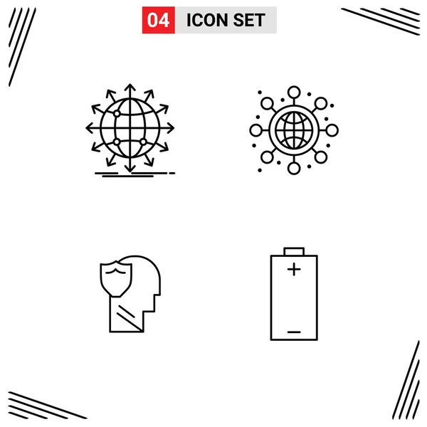 Set Modern Icons Sysymbols Signs Globe Secure News Networking User — Vector de stock