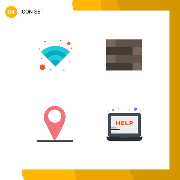 4フラットアイコンの現代セット技術 ヘルプ ロックパッド Gps サービスの写真編集可能なベクトルデザイン要素 — ストックベクタ