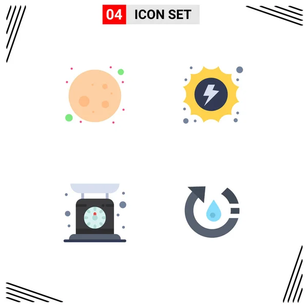 Bector Icon Pack Line Signs Symbols Full Moon Scale Electricity — 스톡 벡터