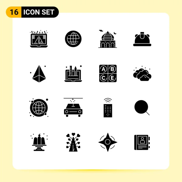 Modern Set Solid Glyphs Pictograph Design Construction Internet Building Moon — Stock Vector