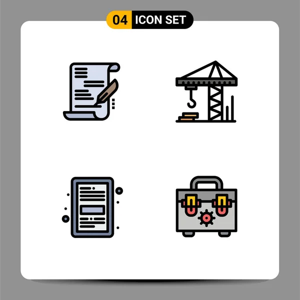 Creative Icons Modern Signs Sysymbols Agreement File Crain Book Bag — Vector de stock