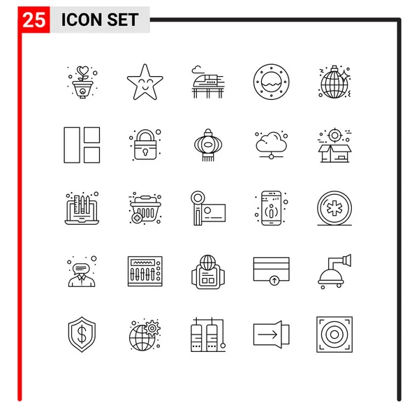 包含25行符号和派对 迪斯科 可移植矢量设计元素符号的库存矢量图标包 — 图库矢量图片