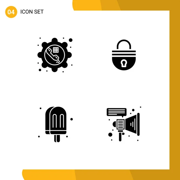 Set Modern Icons Sysymbols Signs Phone Login Gear Secure Food — Vector de stock