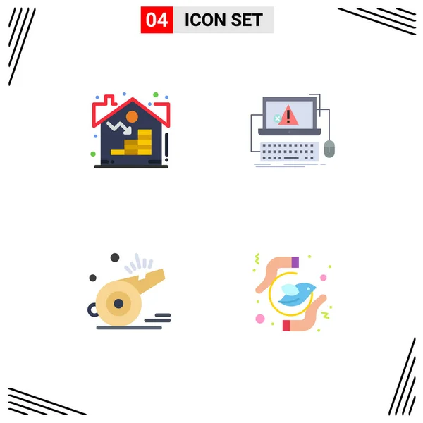 Universal Flat Icon Signos Símbolos Propiedad Silbato Activo Error Árbitro — Vector de stock