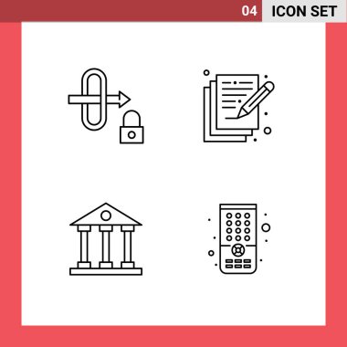 Geçit, finans, şiir, yazım, okul Düzenlenebilir Vektör Tasarım Elemanlarının 4 Modern Filledline Düz Renklerinden oluşan Evrensel Simge Sembolleri Grubu