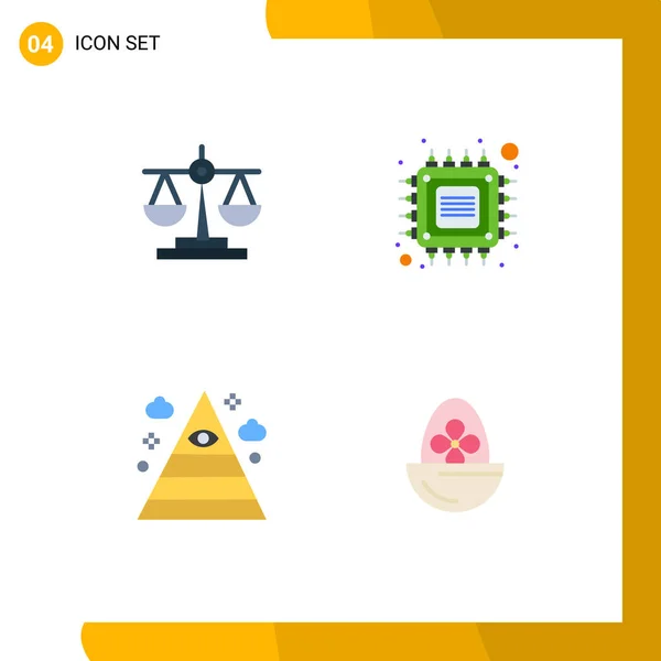 Pack Creative Flat Icons Balance Eye Scale Future Pyramid Editable — Stock Vector