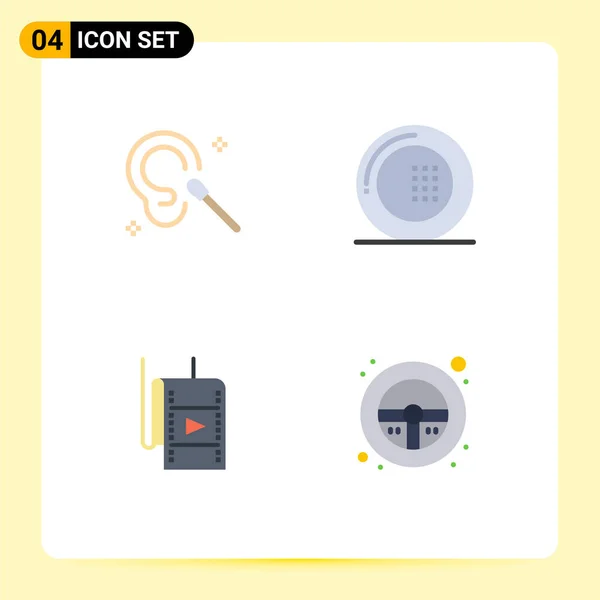 Set Van Commercial Flat Icons Verpakking Voor Knoppen Film Schoon — Stockvector