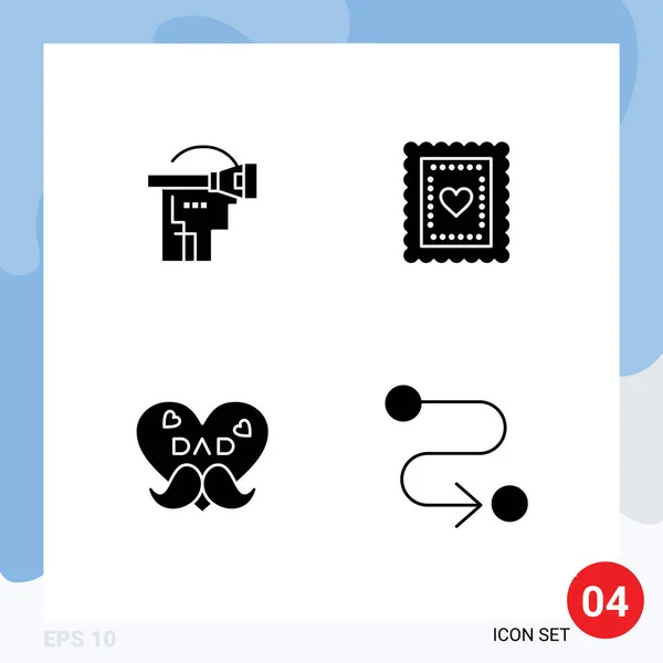 Universal Solid Glyphs Set Web Mobile Applications Virtual Pai Tecnologia — Vetor de Stock