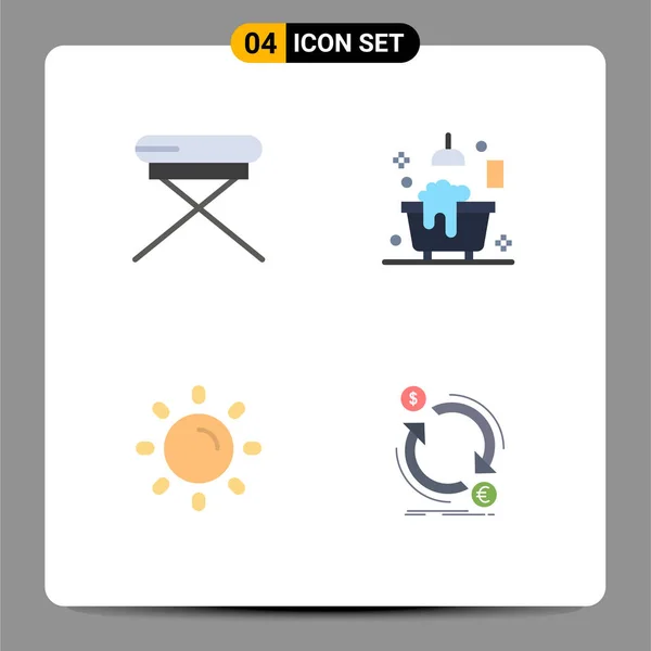 Flat Icon Pack Símbolos Universais Cadeira Luz Assento Banheira Brilho — Vetor de Stock