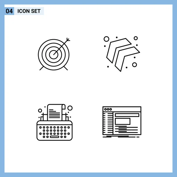 Pacote Criativos Filledline Flat Cores Alvo Máquina Escrever Foco Esquerda — Vetor de Stock