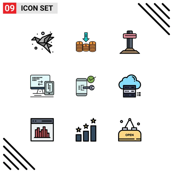 Set Modern Icons Symbols Signs Cell Monitor Computer Cross Editable — Stock Vector