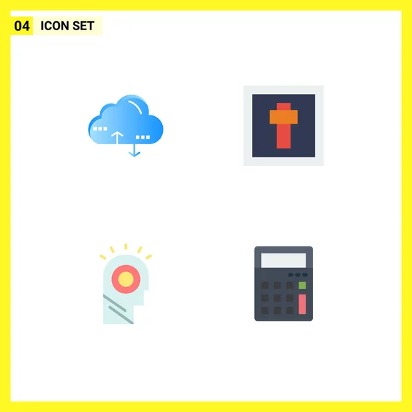 Set Vector Flat Icons Grid Cloud Light Data Holiday Hat — Vector de stock