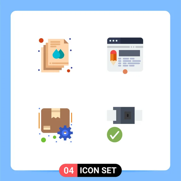 Stock Vector Icon Pack Mit Zeilenzeichen Und Symbolen Für Dokument — Stockvektor