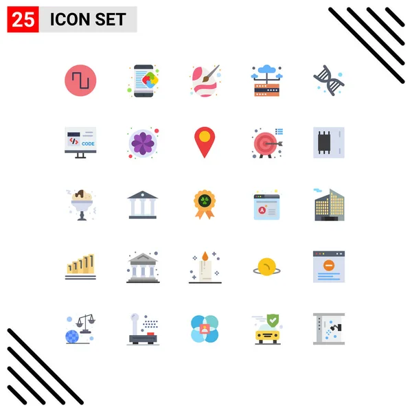 Creative Icons Modern Signs Sysymbols Bio Network Paint Brush Hosting — Vector de stock