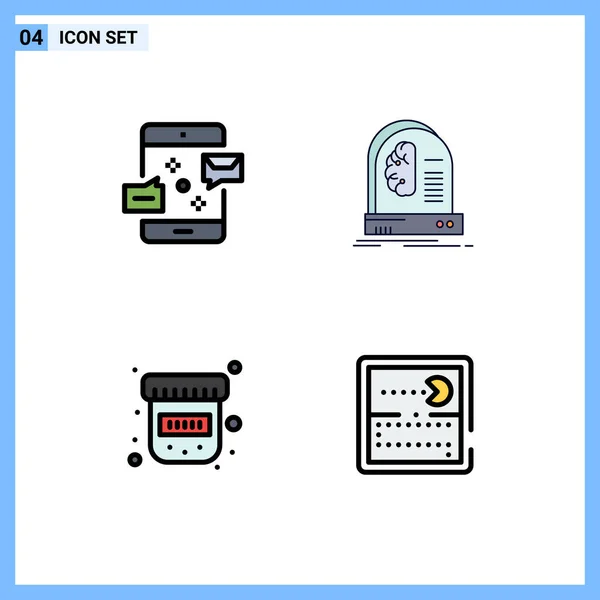 Stock Vector Icon Pack Line Signs Sysymbols Communication Machine Marketing — Vector de stock