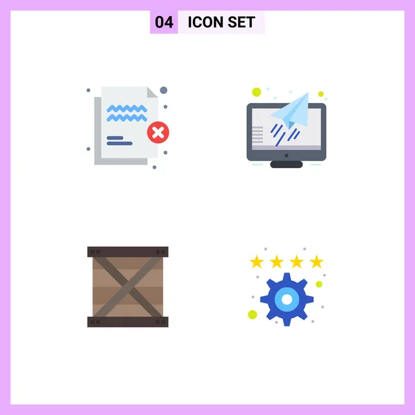 전형적 Vector Flat Icons Editable Symbols Deny Box Security Monitor — 스톡 벡터