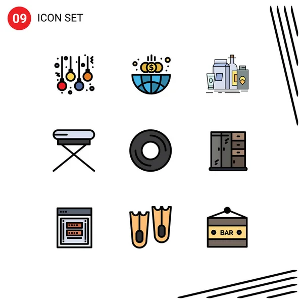 Stock Vector Icon Pack Line Signs Symbols Computers Interior Packaging — Stock Vector