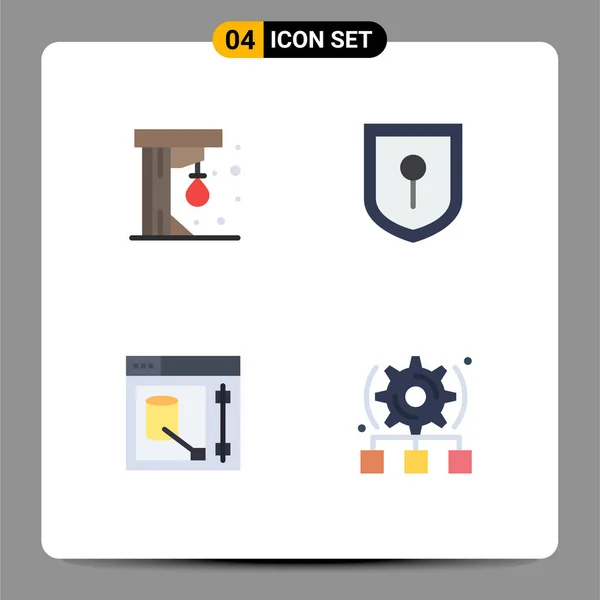 Conjunto Moderno Iconos Planos Símbolos Como Punzonado Web Juego Diseño — Vector de stock