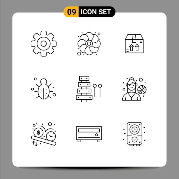 Creative Icons Modern Signs Sysymbols Instrument Security Box Protection Internet — Vector de stock