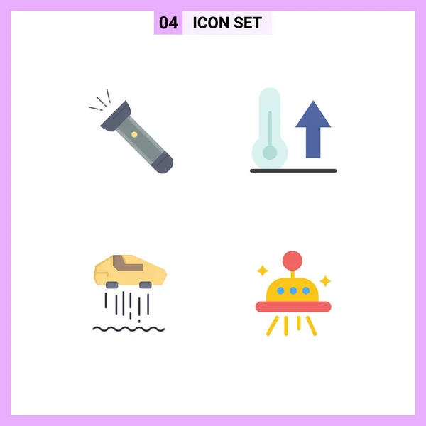 Universal Flat Icon Signs Symbols Torch Weather Camping Meteorology Personal — Stock Vector