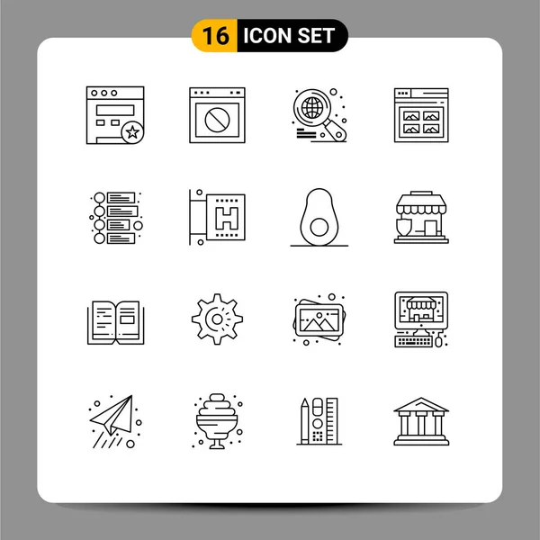 Set Modern Icons Symbols Signs Marketing Picture Globe Website Page — Stock Vector