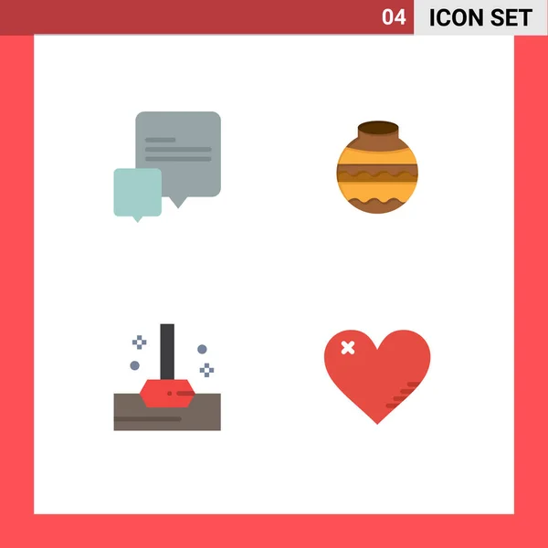 Skupina Moderní Ploché Ikony Set Pro Chat Koupel Pot Pongal — Stockový vektor