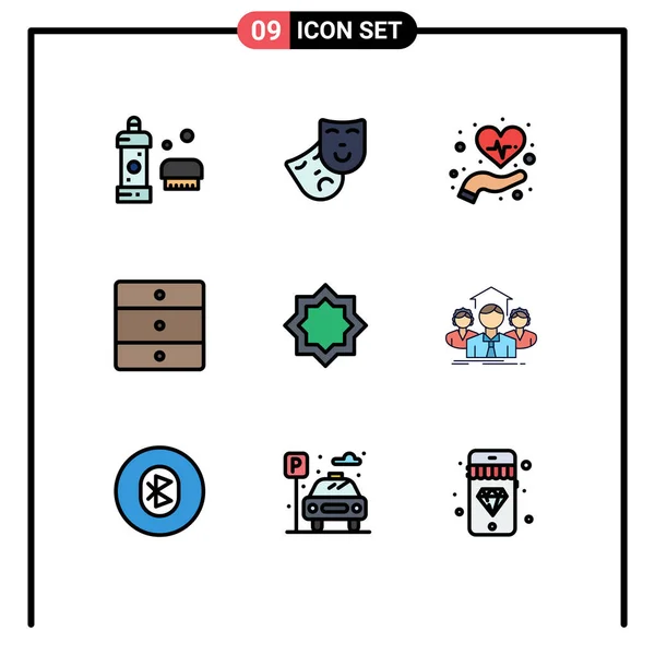 Conjunto Icones Modernos Símbolos Sinais Para Decoração Guarda Roupa Cuidado — Vetor de Stock
