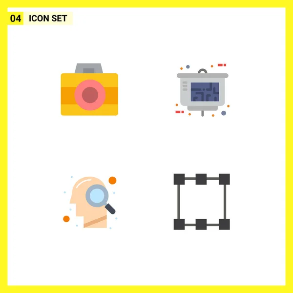 Benutzeroberfläche Pack Mit Einfachen Flachen Icons Für Kamera Lupe Technologie — Stockvektor