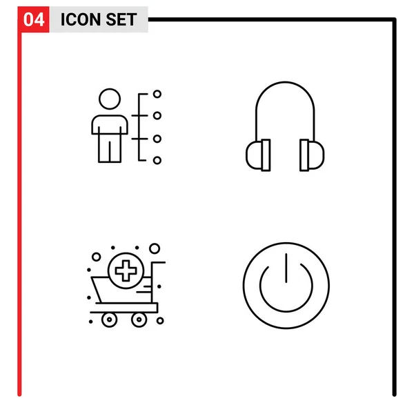 User Interface Line Pack Signes Symboles Modernes Compétences Chariot Humain — Image vectorielle